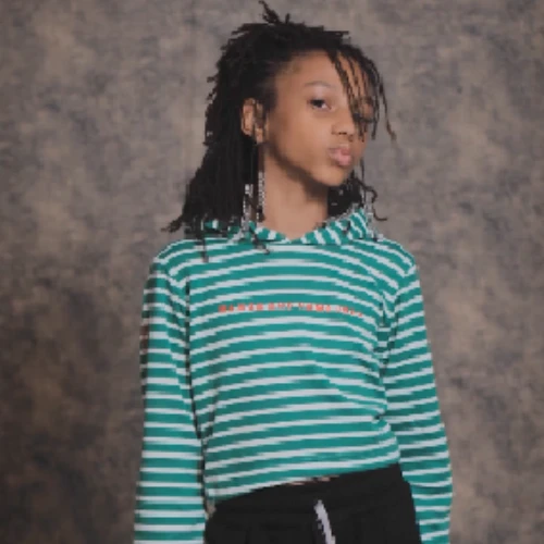 Green Striped Cropped Hoodie