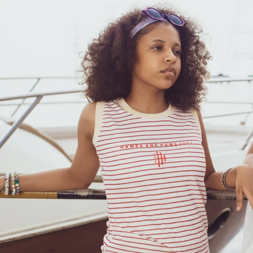 Red & White Sleeveless Top